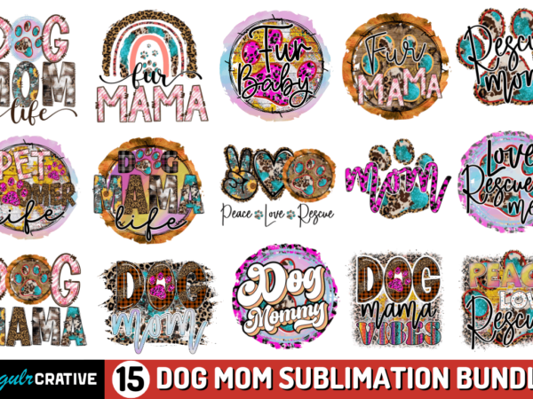 Dog mom sublimation bundle t shirt vector illustration
