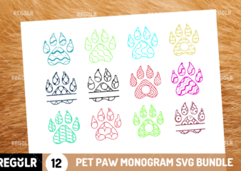 Pet Paw Monogram SVG Bundle