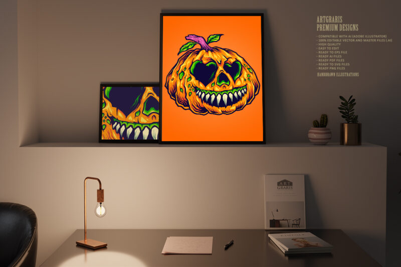 Scary evil pumpkins halloween svg