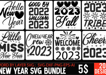 New Year SVG Bundle,New Years SVG Bundle, New Year’s Eve Quote, Cheers 2023 Saying, Nye Decor, Happy New Year Clip Art, New Year, 2023 svg, LEOCOLOR Happy New Year 2023