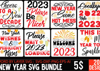 New Year SVG Bundle,New Years SVG Bundle, New Year’s Eve Quote, Cheers 2023 Saying, Nye Decor, Happy New Year Clip Art, New Year, 2023 svg, LEOCOLOR Happy New Year 2023 T shirt vector artwork