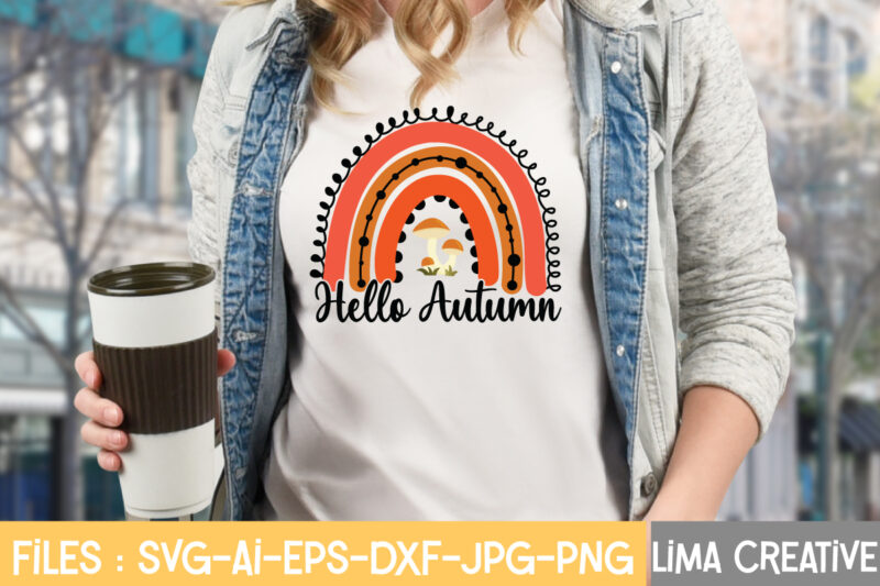 Hello Autumn T-shirt Design,Fall Svg, Halloween svg bundle, Fall SVG bundle, Autumn Svg, Thanksgiving Svg, Pumpkin face svg, Porch sign svg, Cricut silhouette png Fall SVG, Fall SVG Bundle, Autumn