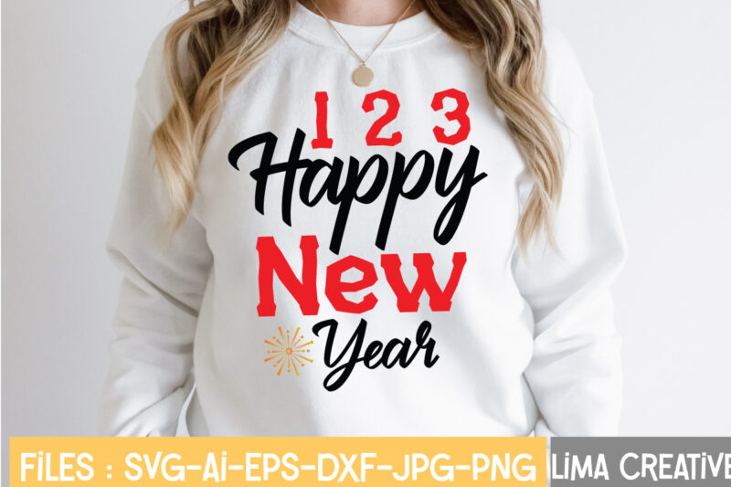 123 Happy New year T-shirt Design,New Years SVG Bundle, New Year's Eve Quote, Cheers 2023 Saying, Nye Decor, Happy New Year Clip Art, New Year, 2023 svg, LEOCOLOR Happy New