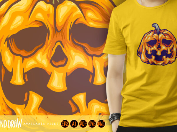 Pumpkin head halloween engraving svg t shirt illustration