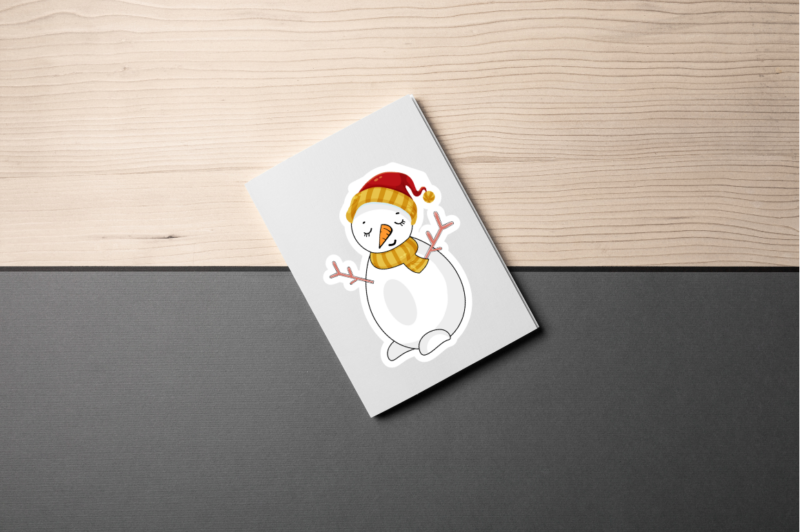 Snowman Cartoon Character Sticker Bundle