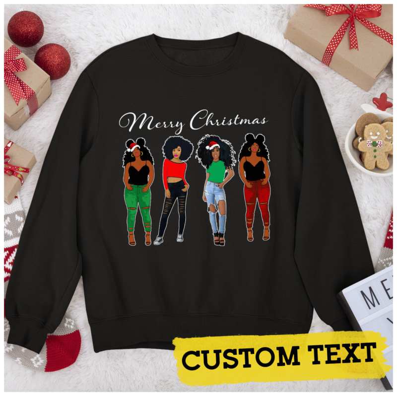 RD Black African American Santa Apparel Christmas Melanin Women Shirt