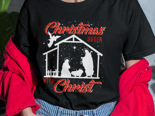 Rd christmas begin with christ red plaid christian costume shirt t shirt design online