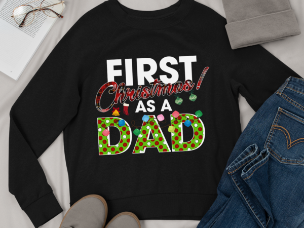 Rd first christmas as a dad, xmas lights 2022 dad plaid costume shirt t shirt design online