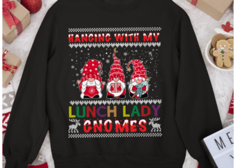 RD Hanging With My Lunch Lady Gnomies Ugly Christmas Shirt, Christmas Gnome Shirt