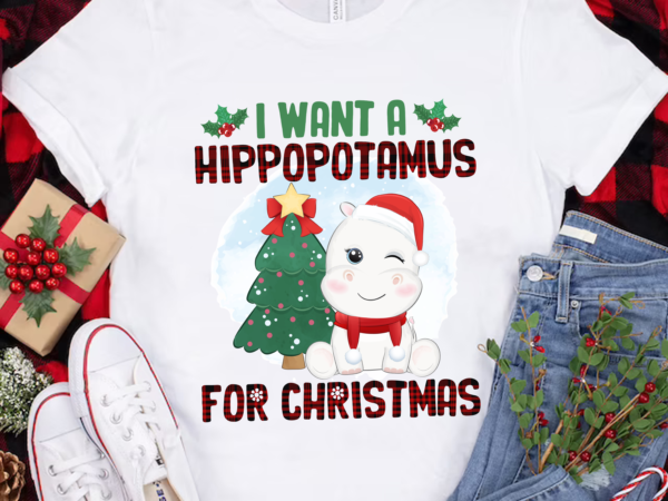 Rd i want a hippopotamus for christmas hippo buffalo plaid shirt t shirt design online