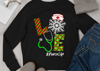 RD Love Stethoscope Snowflake Nurse Christmas PJs Xmas Women Shirt