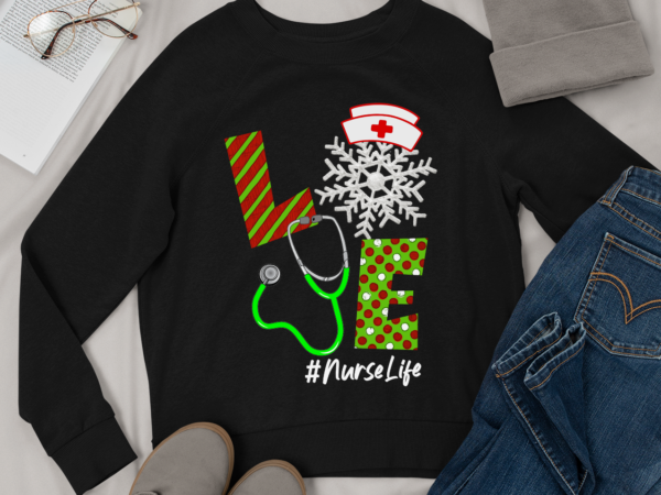 Rd love stethoscope snowflake nurse christmas pjs xmas women shirt t shirt design online
