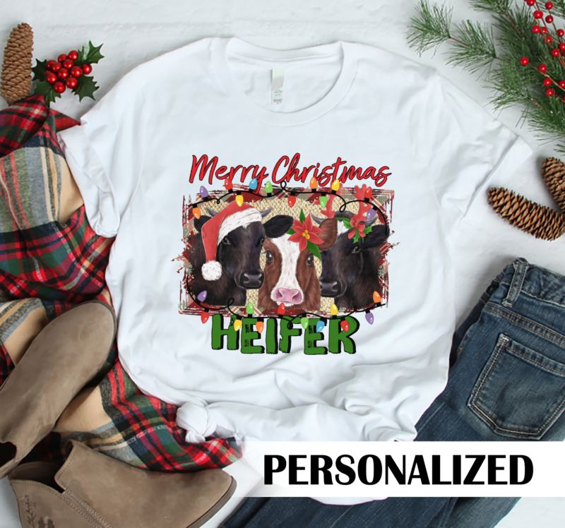 RD Merry Christmas Heifers Shirt, Christmas With My Herd, Christmas Cow, Christmas Animals Shirt