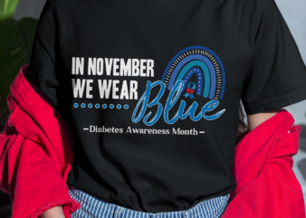 RD Rainbow In November We Wear Blue Diabetes Awareness Shirt