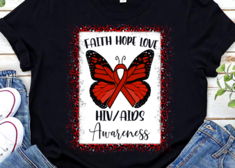 Red Ribbon Butterfly Faith Hope Love HIV AIDS Awareness NC t shirt design online