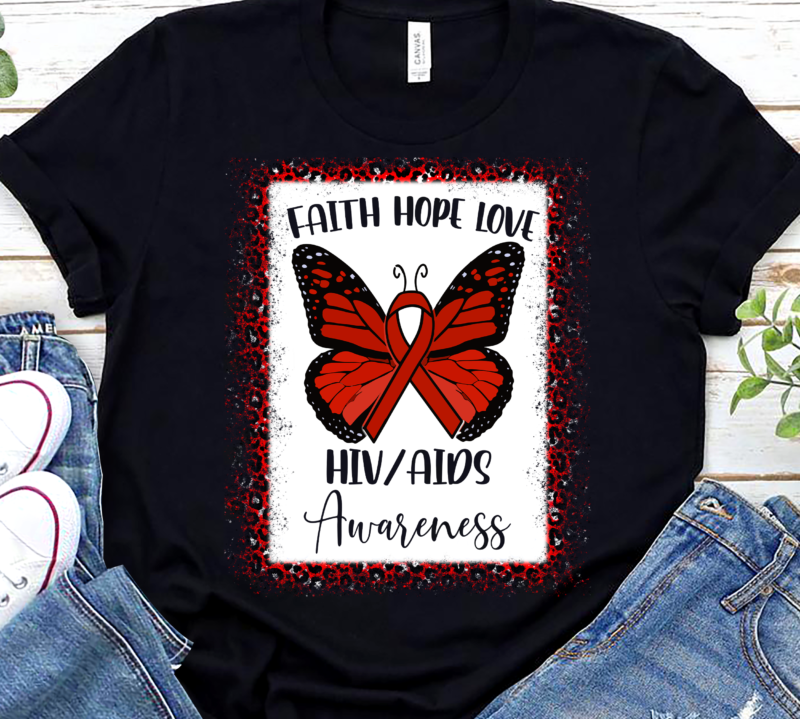 Red Ribbon Butterfly Faith Hope Love HIV AIDS Awareness NC