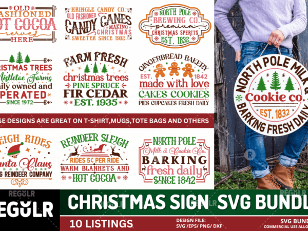 Retro christmas sign svg bundle t shirt design online