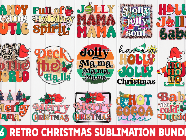 Retro christmas sublimation bundle t shirt design online