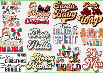 Retro Christmas Sublimation Bundle t shirt design online