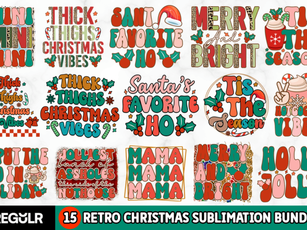 Retro christmas sublimation bundle t shirt design online