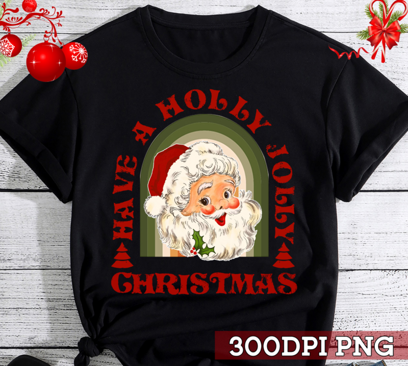 Retro Santa Vintage Png, Santa Tee, Vintage Graphic Tee, Merry Christmas Shirt, Vintage Santa Graphic PNG File TC