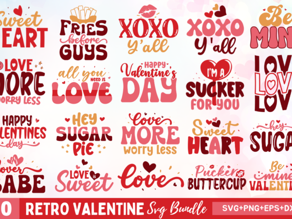 Retro valentine svg bundle t shirt design online
