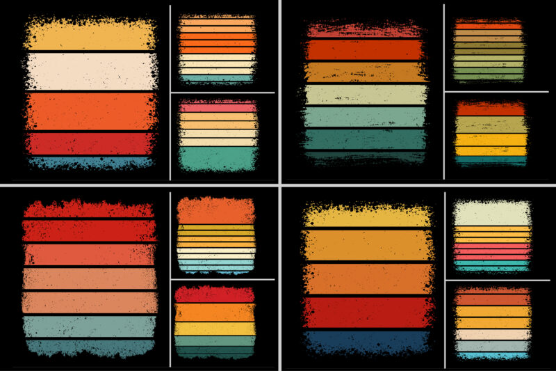 Retro Vintage Sunset Grunge Background Bundle for T-Shirt Design