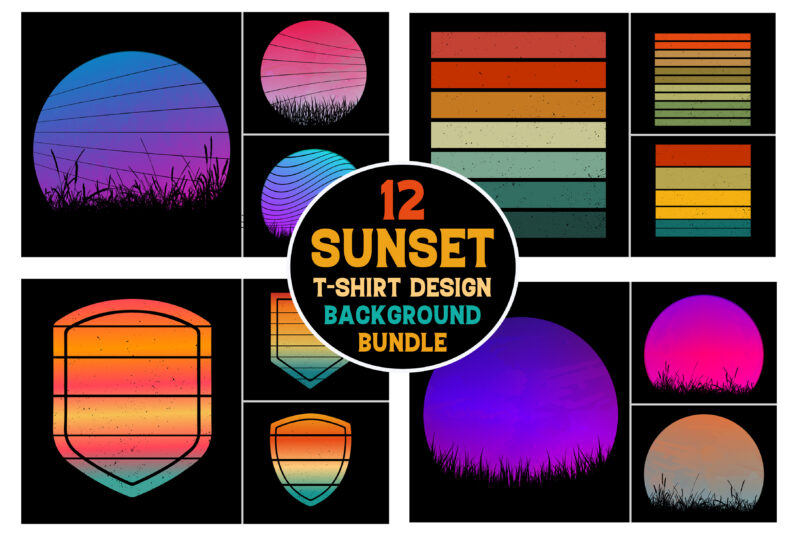 Retro Vintage Sunset T-Shirt Design Background