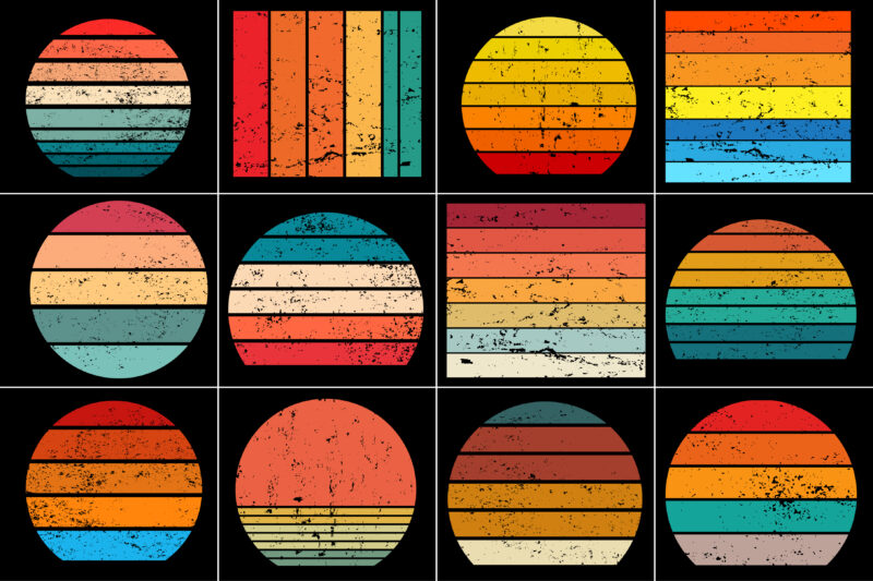 Retro Vintage Sunset Grunge Background Bundle