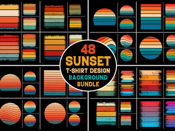 Retro vintage sunset grunge background bundle for t-shirt design