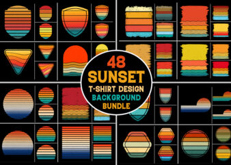 Sunset Retro Vintage Grunge Background Bundle for T-Shirt Design