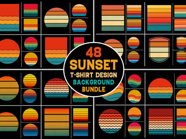 Retro vintage sunset grunge background bundle for t-shirt design