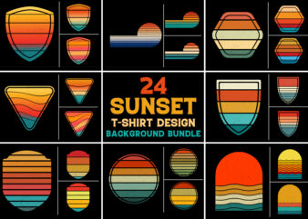 Retro Vintage Sunset Grunge Background Bundle for T-Shirt Design