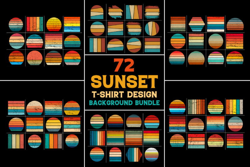Retro Vintage Sunset Grunge Background Bundle