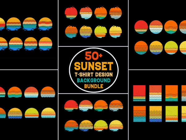Retro vintage sunset summer background bundle t shirt design online