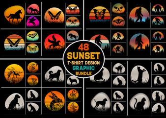 Retro Vintage Sunset T-Shirt Design Graphic Vector Background Bundle