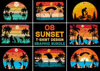 Retro Vintage Sunset T-Shirt Design Graphic