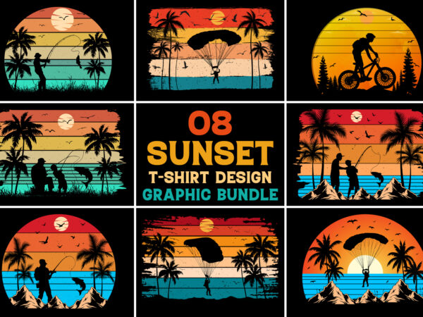 Retro vintage sunset t-shirt design graphic