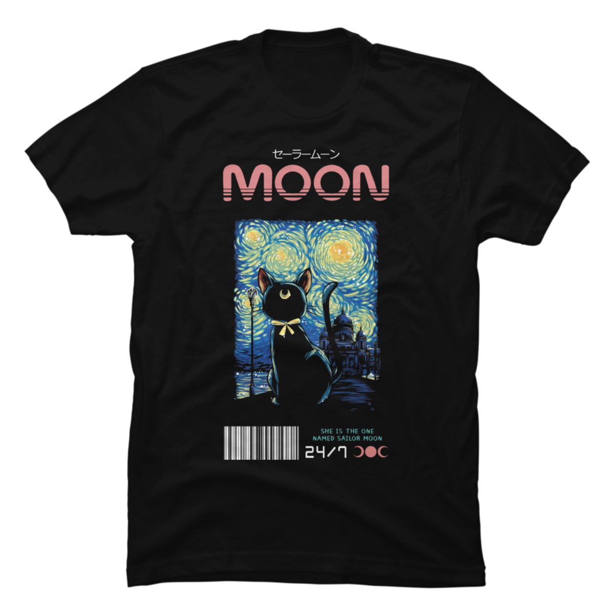 Sailor Moon Cat Luna Starry Night - Buy t-shirt designs