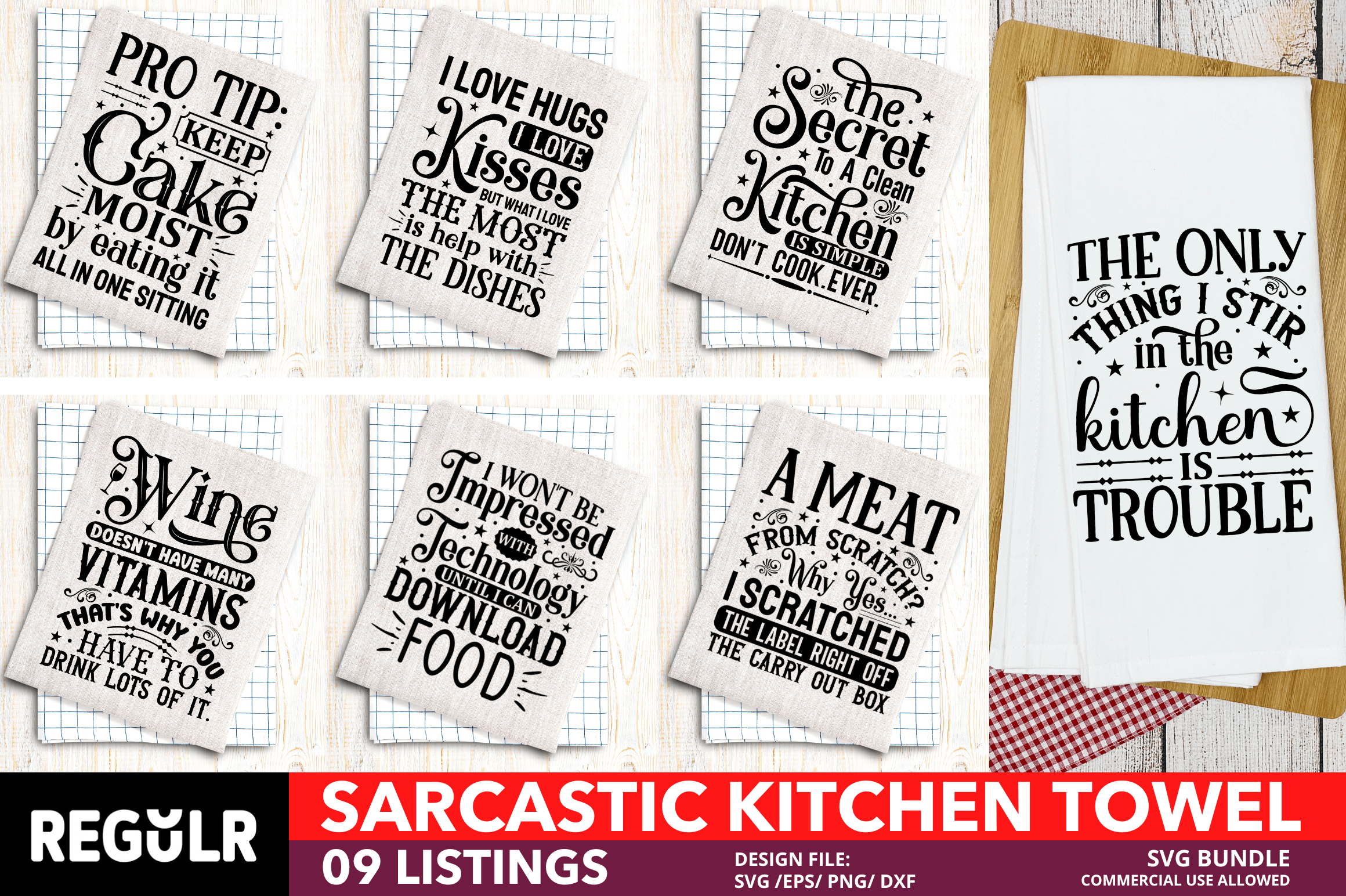 Funny Dish Towel Sayings Sublimation Bundle PNG