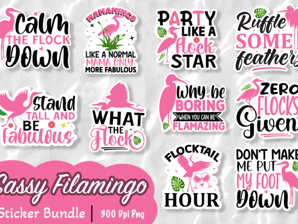 Sassy flamingo sticker sublimation bundle t shirt template vector