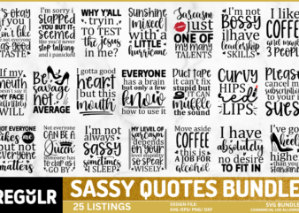 Sassy Quotes SVG Bundle t shirt template vector