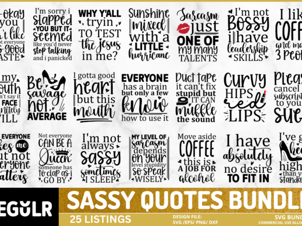 Sassy quotes svg bundle t shirt template vector