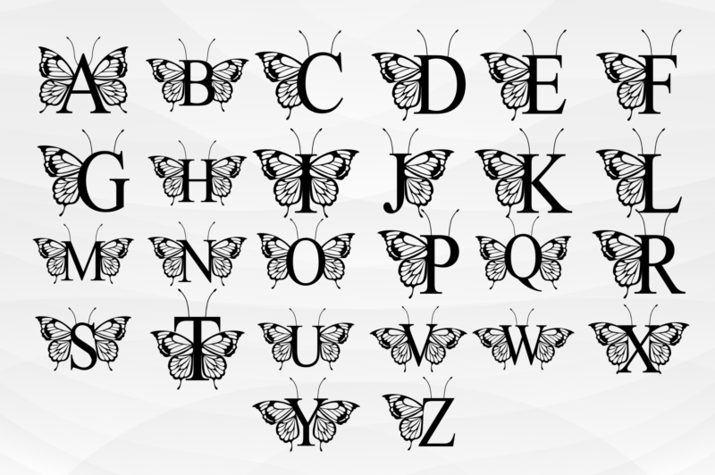 Butterfly Letters A-Z SVG