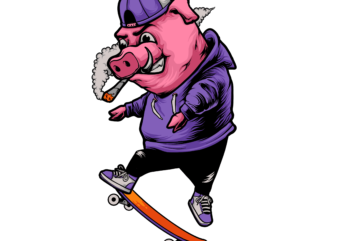 Skate pig t shirt template vector