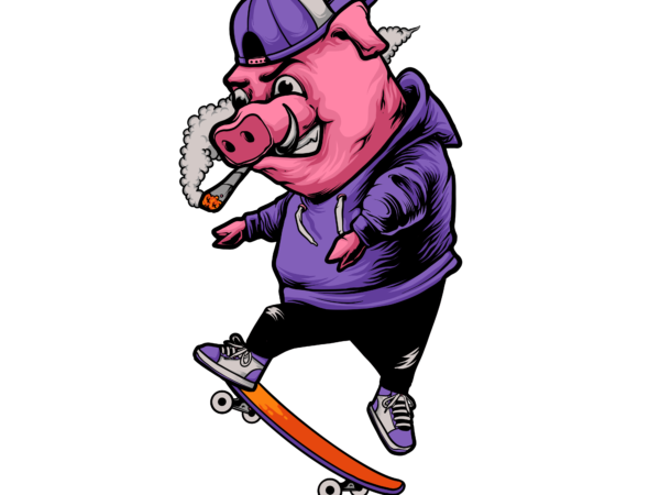 Skate pig t shirt template vector