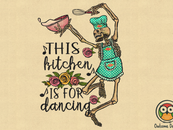 Skeleton dancing kitchen sublimation png design