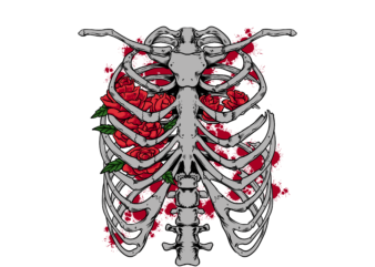Skeleton rose t shirt template vector