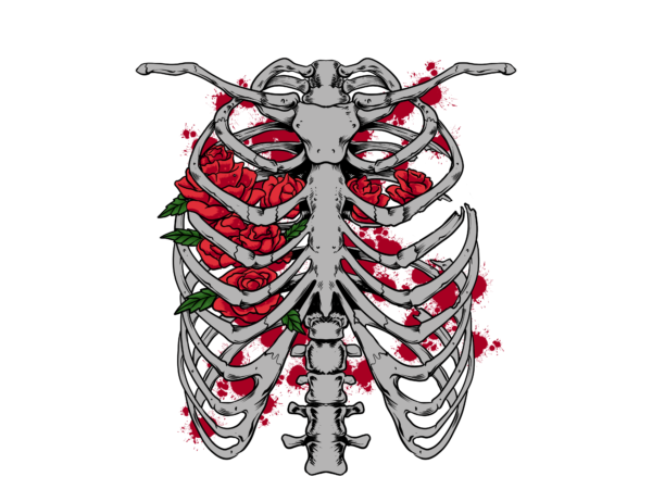 Skeleton rose t shirt template vector