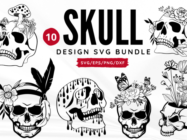 Skull svg bundle t shirt template vector